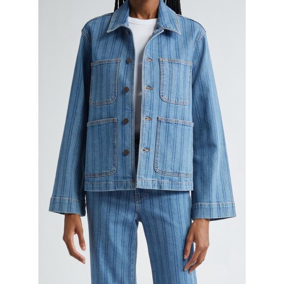 Veronica Beard NWT Dahl Stripe Denim Chore Jacket Size XS - Picture 2 of 5